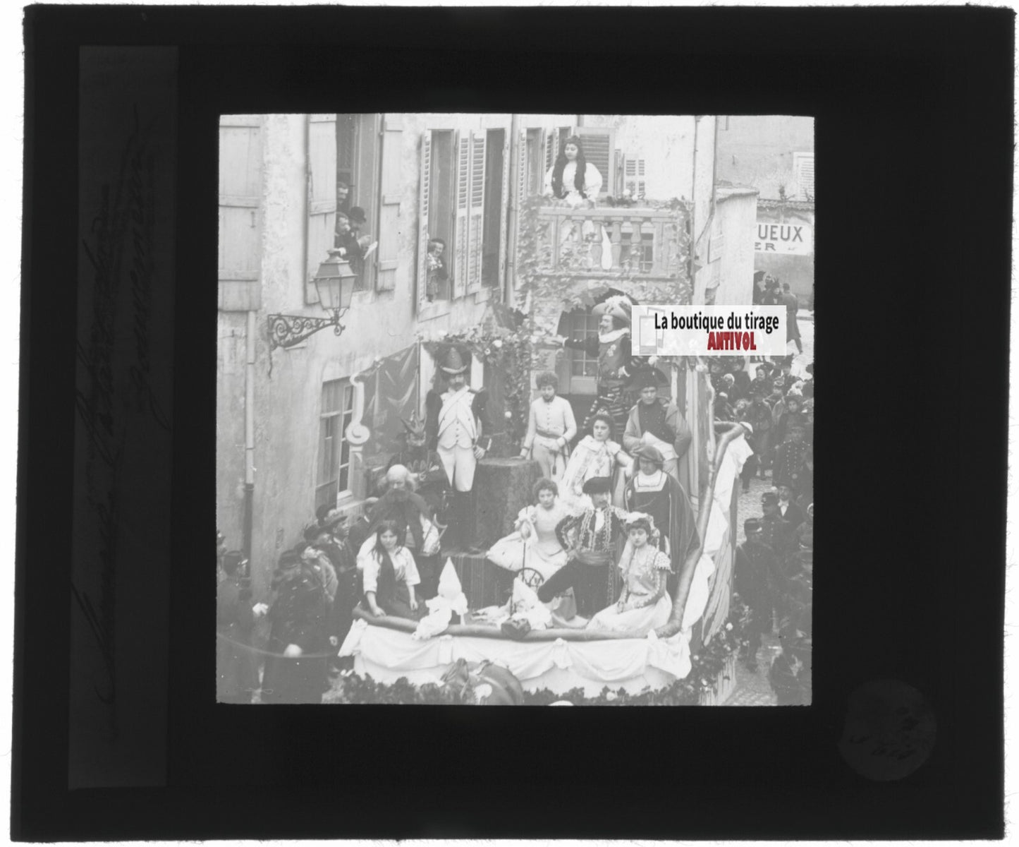 Carnaval, fête, France, photo ancienne plaque verre, positif 8,5x10 cm