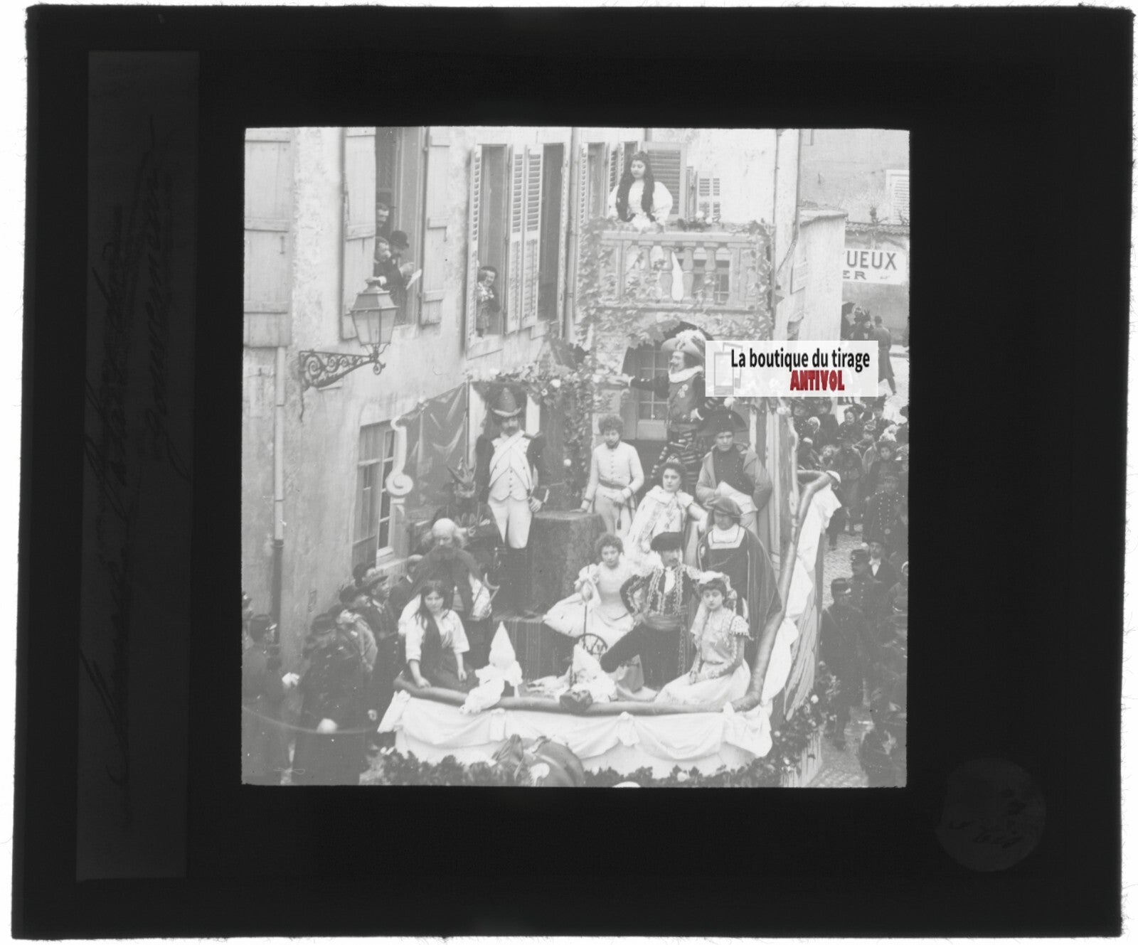 Carnaval, fête, France, photo ancienne plaque verre, positif 8,5x10 cm
