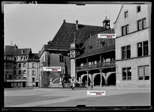 Plaque verre photo ancienne négatif noir et blanc 13x18 cm douane Colmar 