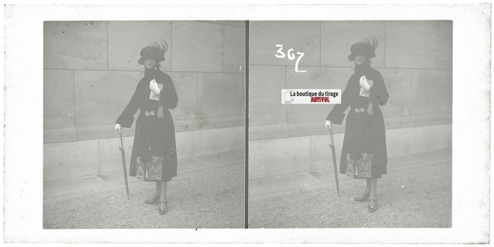 Personnages, Longchamp, Paris, plaque verre stéréoscopique, positif 8,5x17 cm