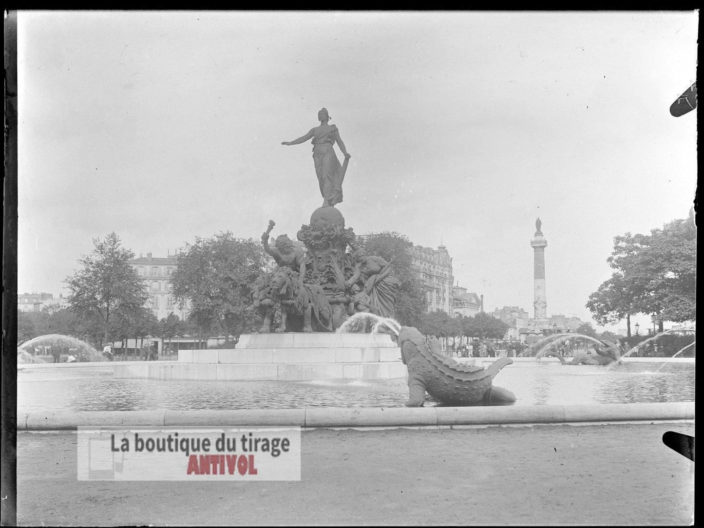 Place de la Nation, Paris, plaque verre, photo ancienne, négatif 9x12 cm