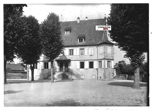 Plaque verre photo ancienne positif noir & blanc 13x18 cm Plobsheim château Zorn