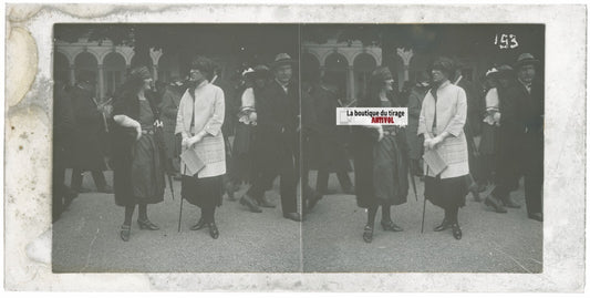 Jour de course, Longchamp, Paris, plaque verre stéréoscopique, positif 8,5x17 cm