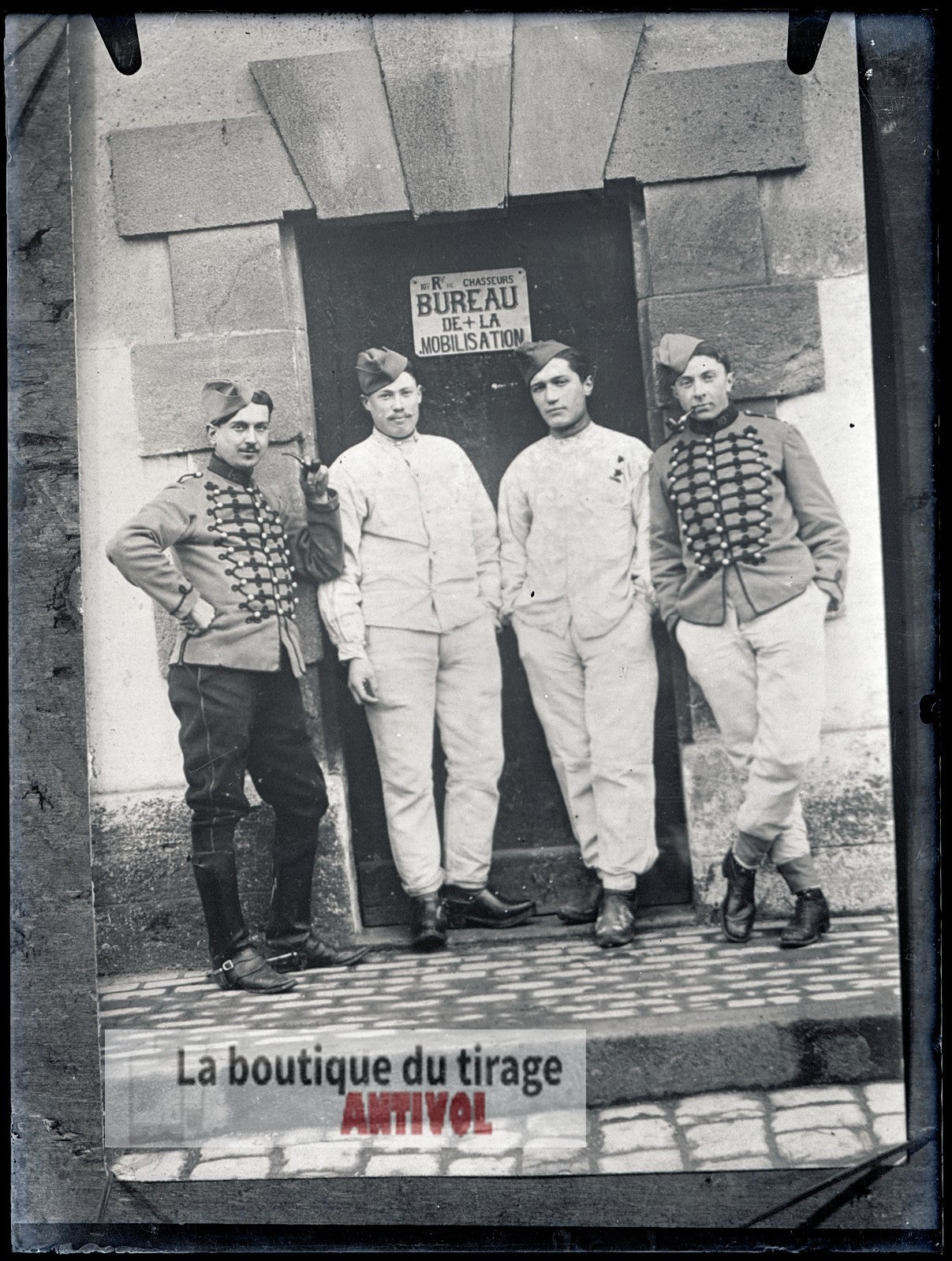 10ᵉ régiment de chasseurs, plaque verre, photo ancienne, négatif 9x12 cm
