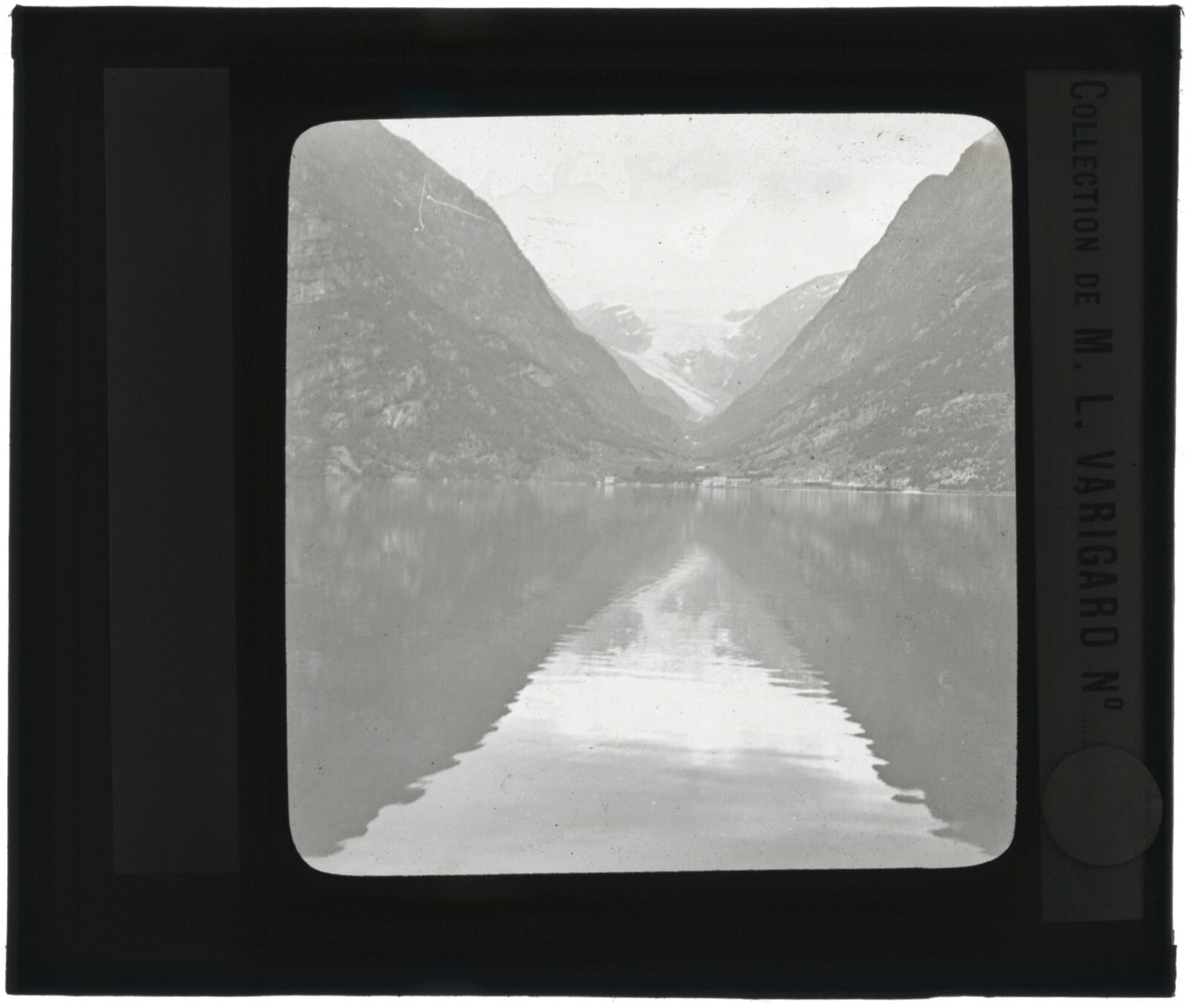 Paysage mer, Norvège ou Suéde, photo ancienne plaque de verre, positif 8,5x10 cm