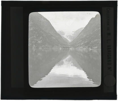 Paysage mer, Norvège ou Suéde, photo ancienne plaque de verre, positif 8,5x10 cm
