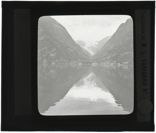 Paysage mer, Norvège ou Suéde, photo ancienne plaque de verre, positif 8,5x10 cm