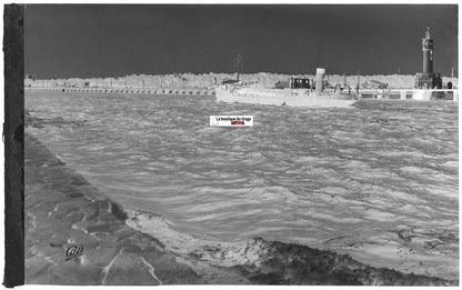 Boucau, Adour bateau, Plaque verre photo ancienne, négatif noir & blanc 10x15 cm