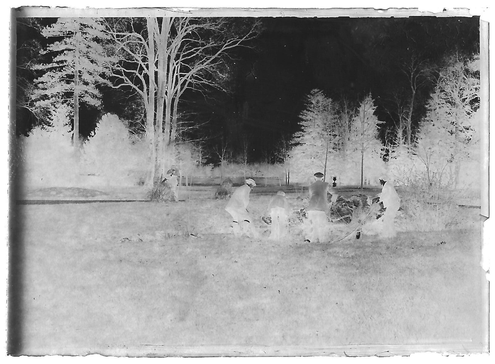 Plaque verre photo négatif noir et blanc 6x9 cm pêche rivière homme France 