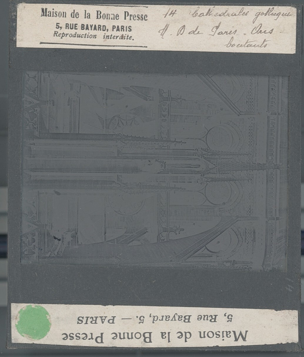 Cathédrale Notre-Dame de Paris, photo ancienne plaque verre, positif 8,5x10 cm