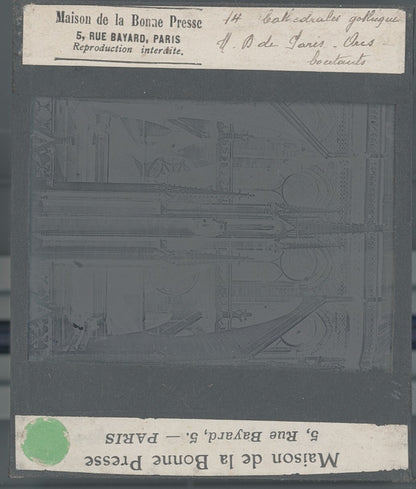 Cathédrale Notre-Dame de Paris, photo ancienne plaque verre, positif 8,5x10 cm