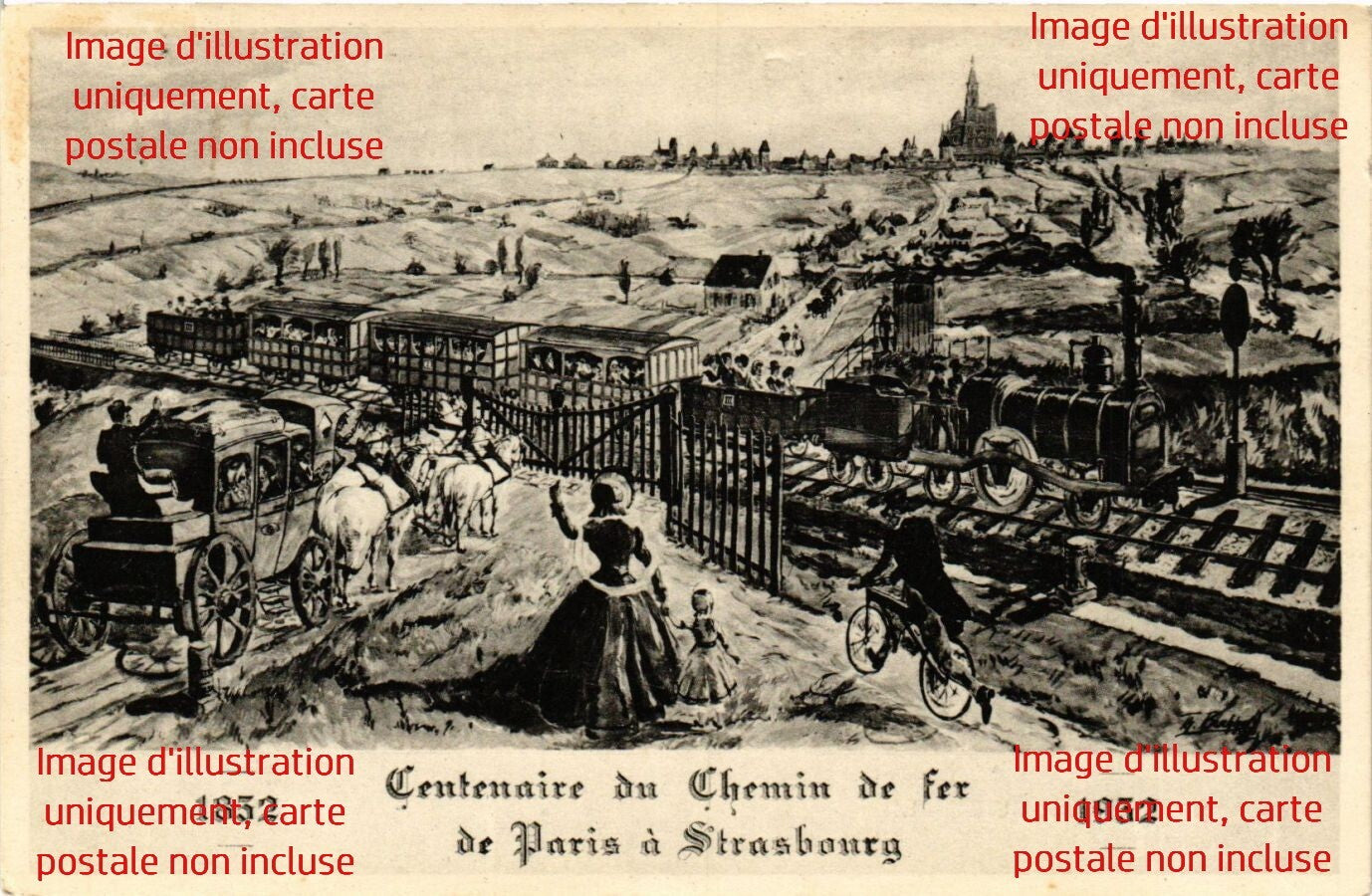 Plaque verre positif noir & blanc 13x18 cm Paris Strasbourg 1852 1952 train SNCF