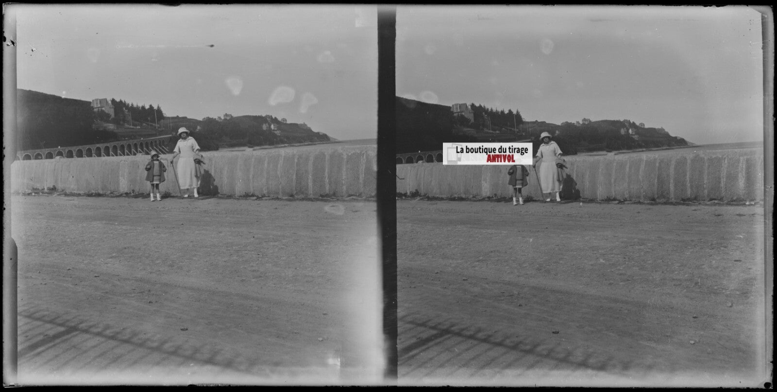 Perros-Guirec, Bretagne, stéréoscopie, photo plaque verre, négatif 9x18 cm