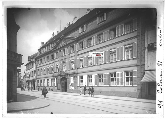 Plaque verre photo ancienne positif noir & blanc 13x18 cm Colmar Mairie France