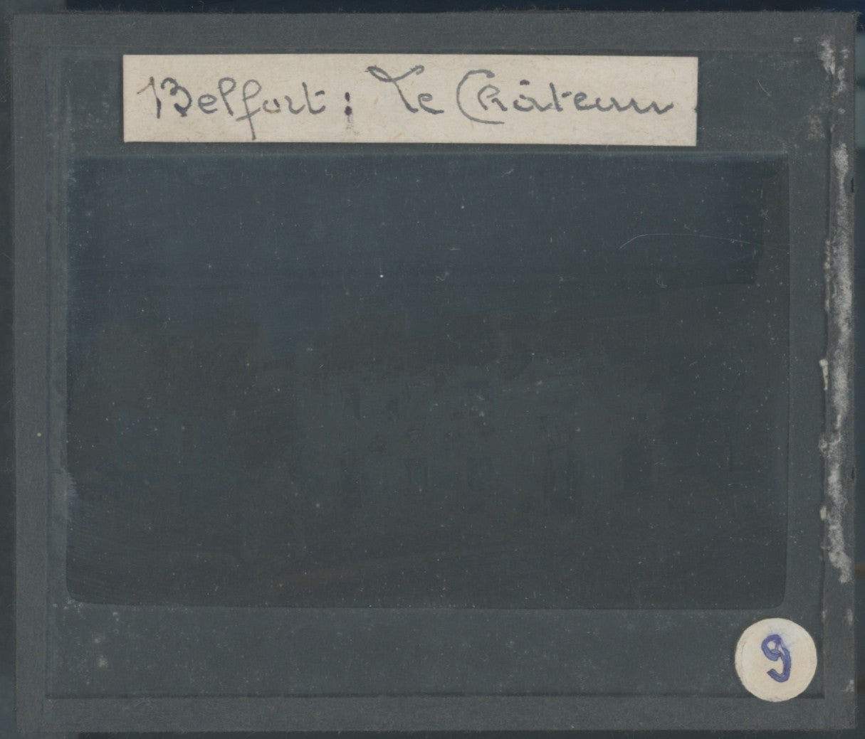 Belfort, château, France, photo plaque verre, noir & blanc, positif 8,5x10 cm