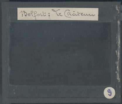 Belfort, château, France, photo plaque verre, noir & blanc, positif 8,5x10 cm
