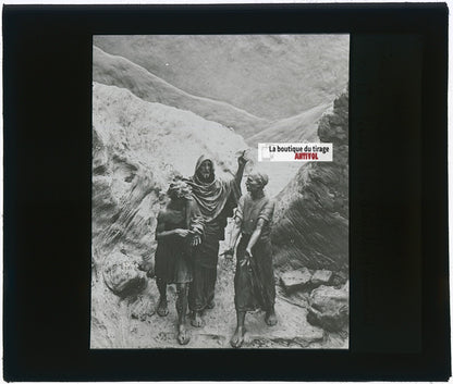 Jésus et les disciples d’Emmaüs, photo plaque verre, noir & blanc, 8,5x10 cm