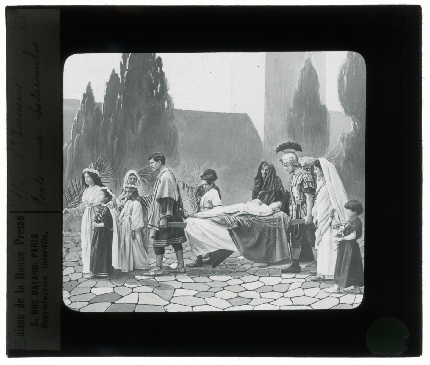 Tarcisius de Rome, Italie, dessin, photo plaque de verre, positif 8,5x10 cm