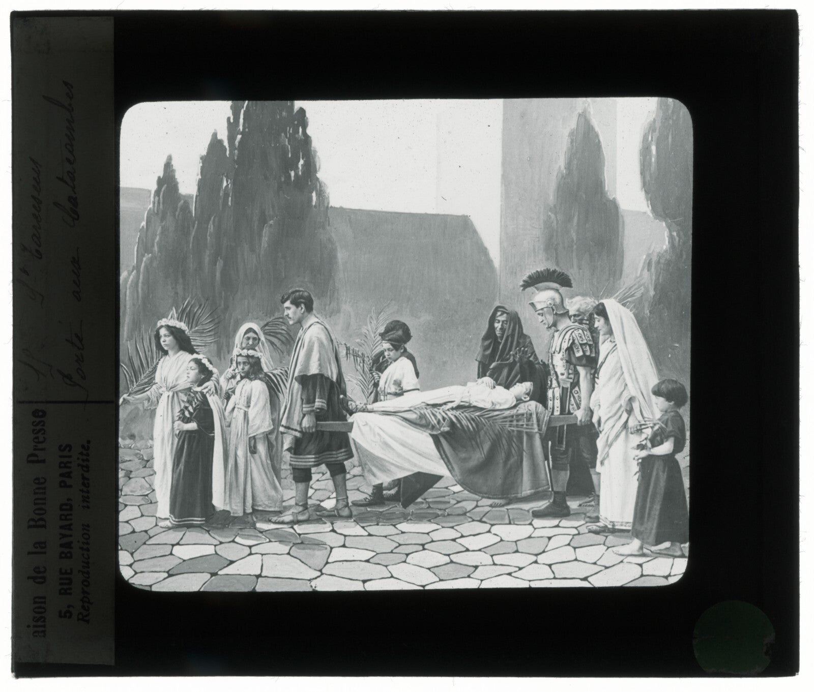 Tarcisius de Rome, Italie, dessin, photo plaque de verre, positif 8,5x10 cm