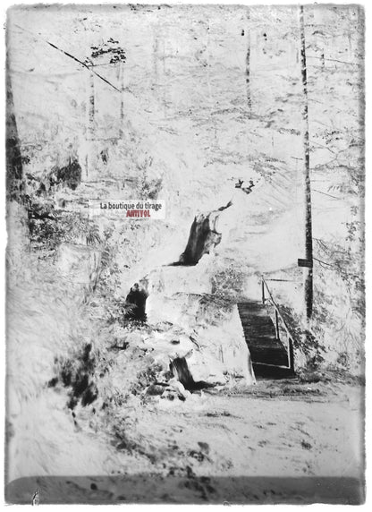 Plaque verre photo ancienne négatif noir et blanc 13x18 cm Gérardmer Roitelets