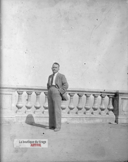 Portrait homme, Oran, Algérie, plaque verre, photo ancienne, négatif 9x12 cm