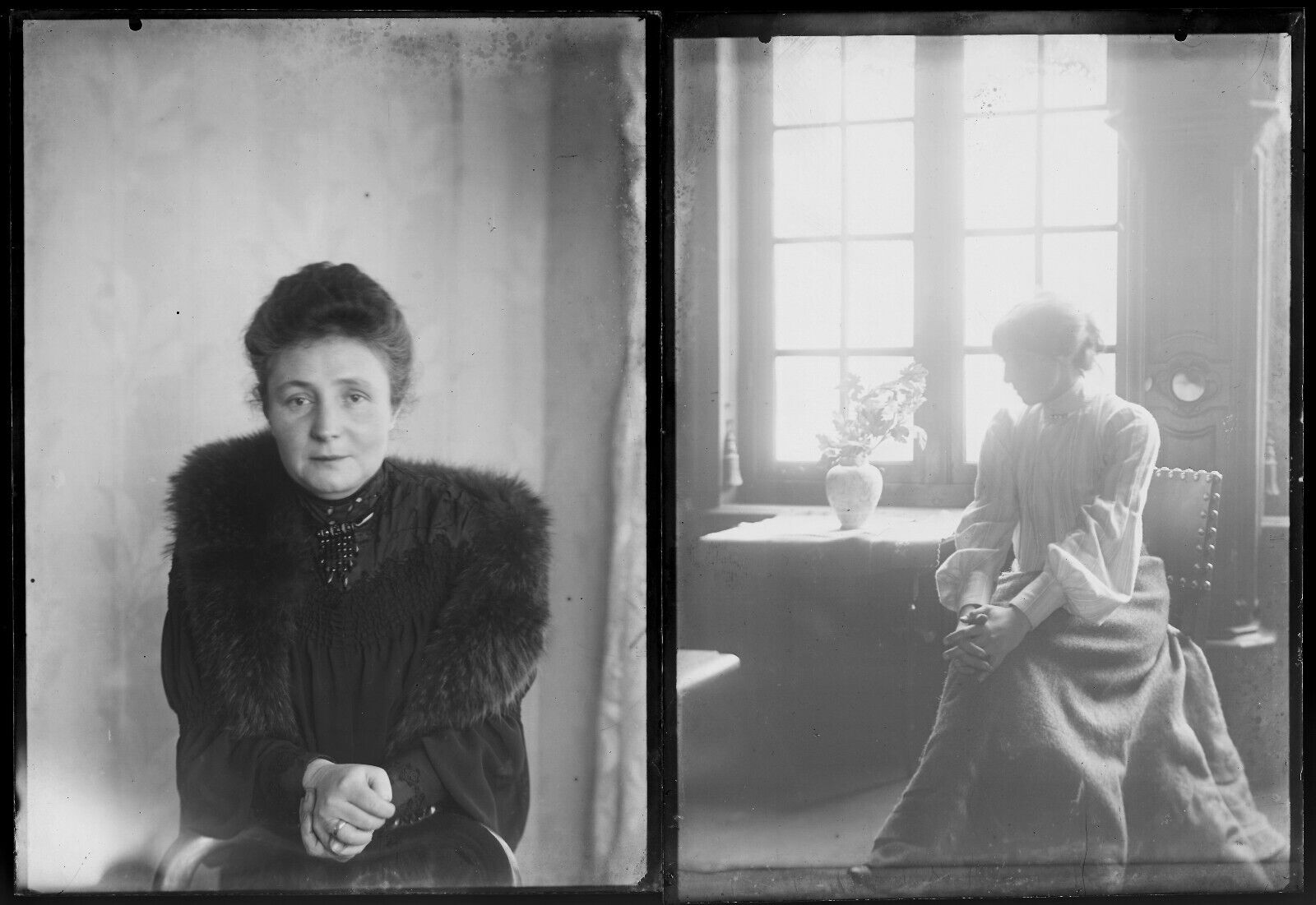 Femmes, robe, photos anciennes plaque de verre, lot de 10 négatifs 13x18 cm