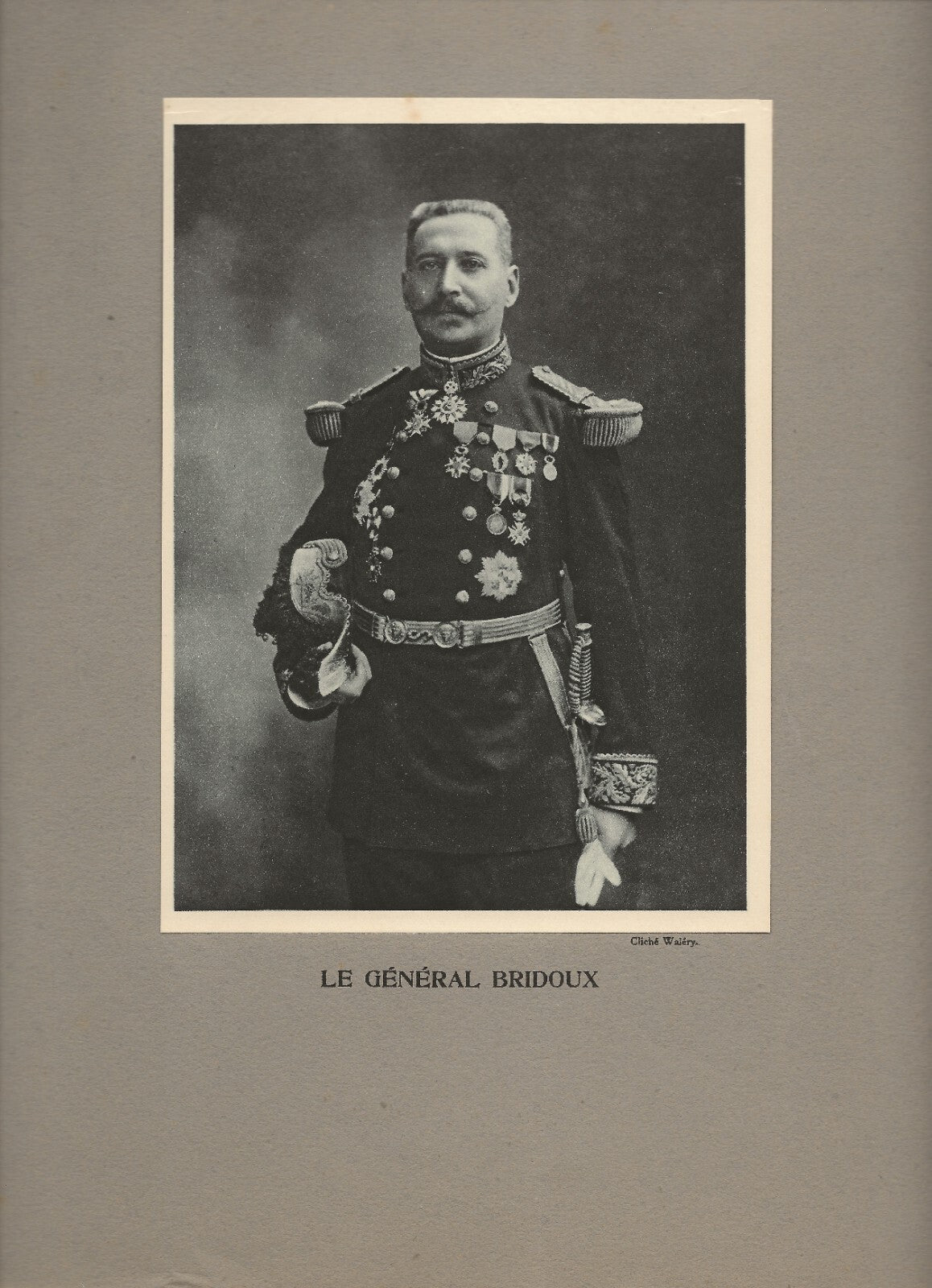 Photo ancienne, portrait militaire général Bridoux, cliché Waléry, France