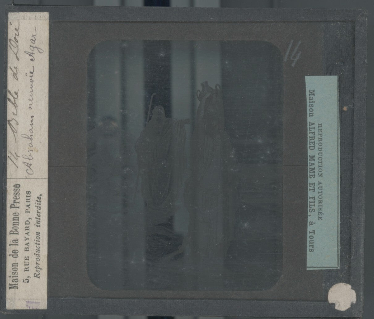 Histoire, Bible Doré, dessin, plaque de verre, noir & blanc, positif 8,5x10 cm