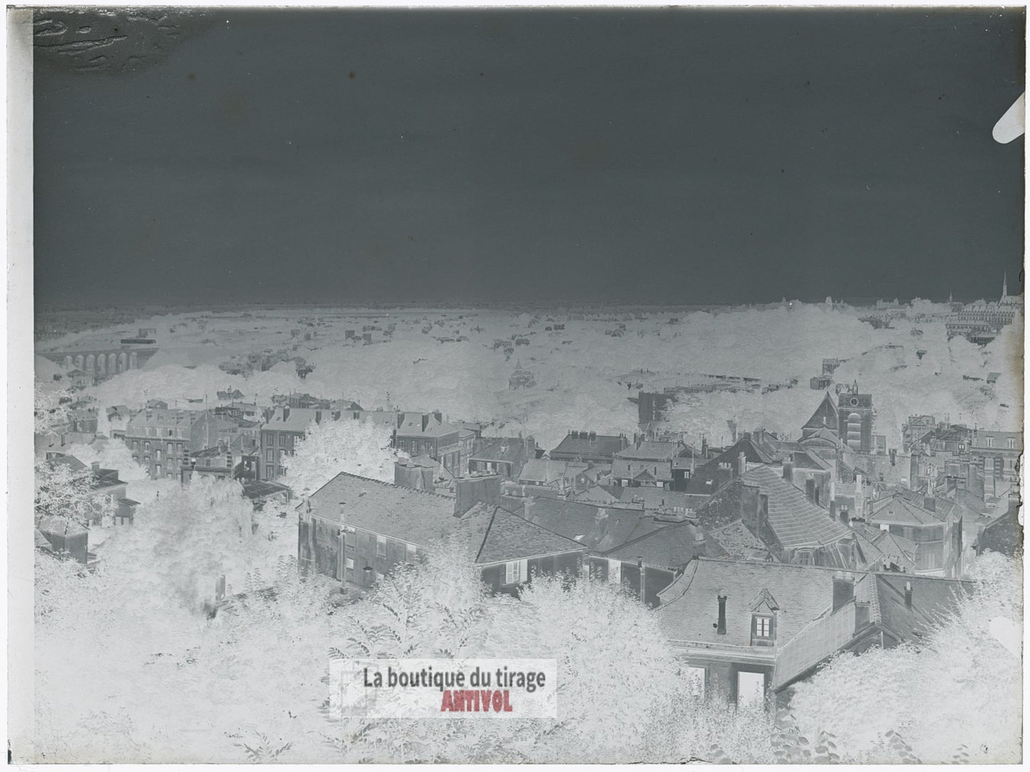 Vue de Meudon, France, plaque verre, photo ancienne, négatif 9x12 cm