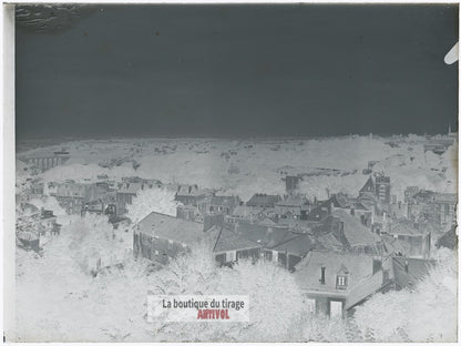 Vue de Meudon, France, plaque verre, photo ancienne, négatif 9x12 cm