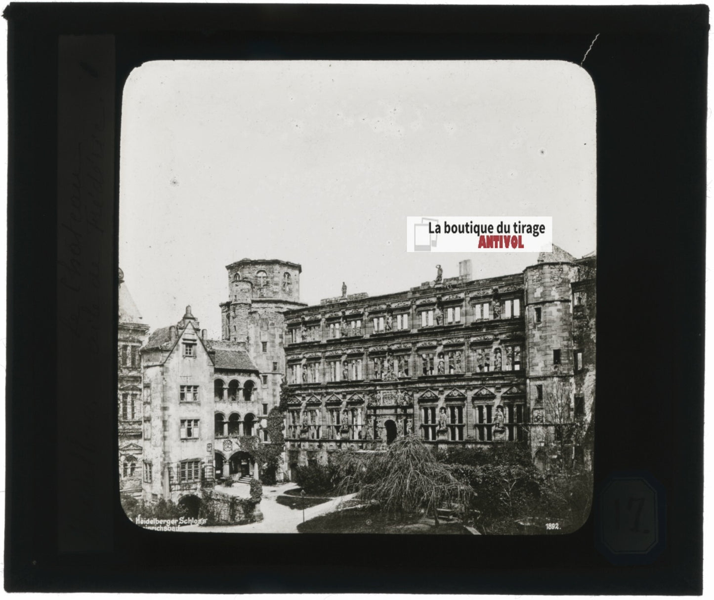 Château de Heidelberg, Allemagne, photo plaque verre, positif 8,5x10 cm