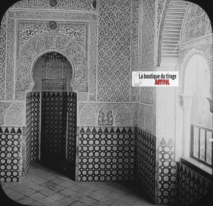 Alhambra, Grenade, Espagne, photo plaque de verre, positif 8,5x10 cm