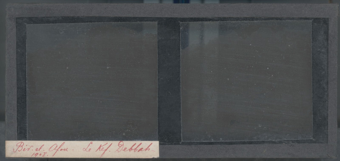 Montagne, Bir el Afou, Tunisie, plaque verre stéréoscopique, positif 7x15 cm