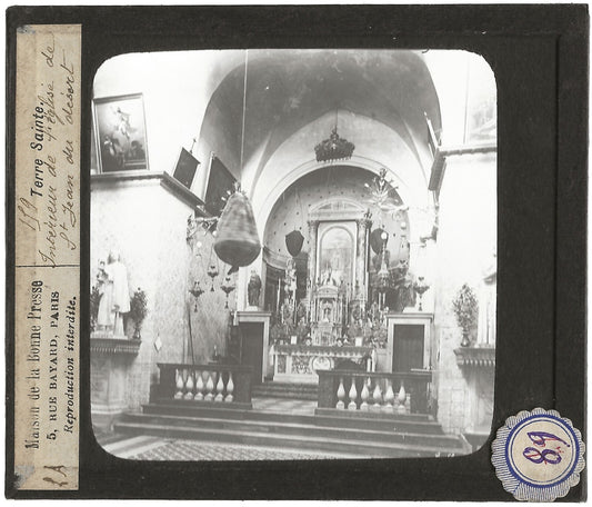 Eglise Saint-Jean-du-Désert, Israël, photo plaque de verre, positif 8,5x10 cm