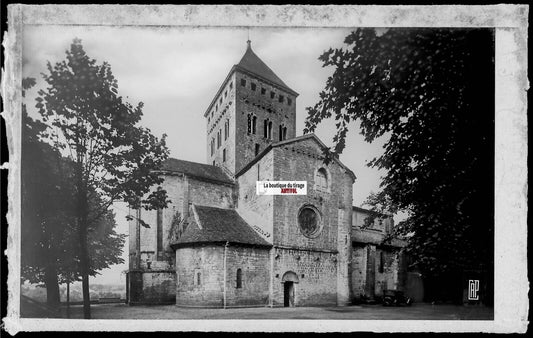 Plaque verre photo, négatif noir & blanc 9x14 cm, Sauveterre-de-Béarn, église