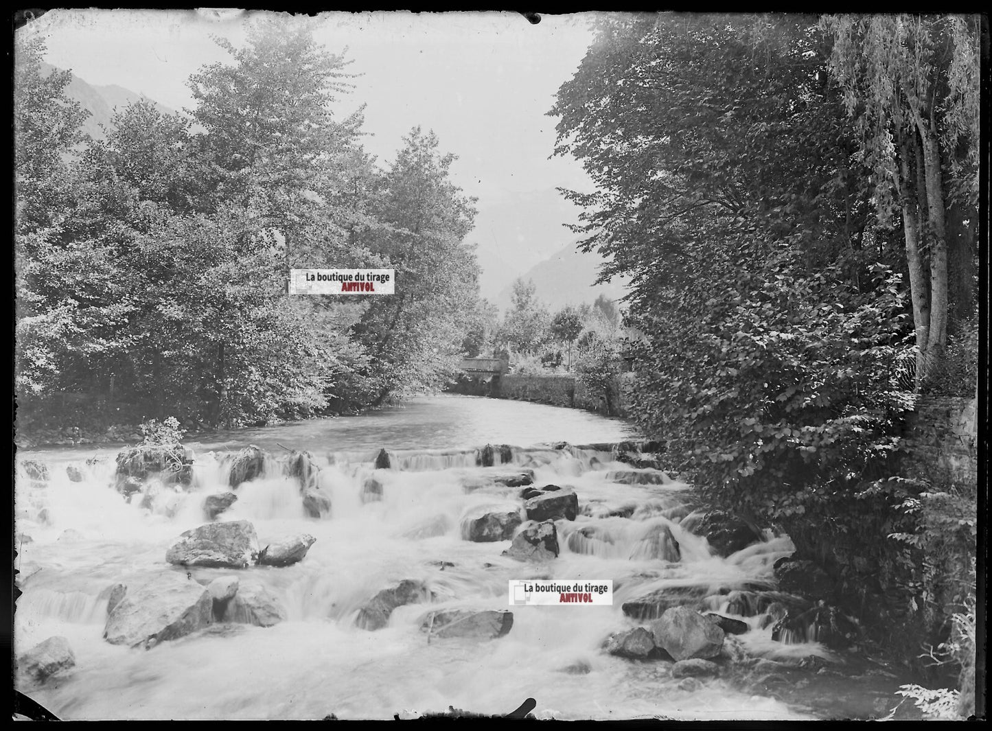 Plaque verre photo ancienne négatif noir et blanc 13x18 cm France Luchon