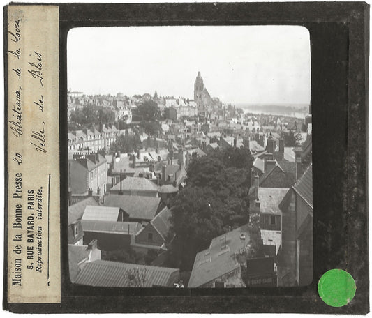 Ville de Blois, France, photo ancienne plaque de verre, positif 8,5x10 cm