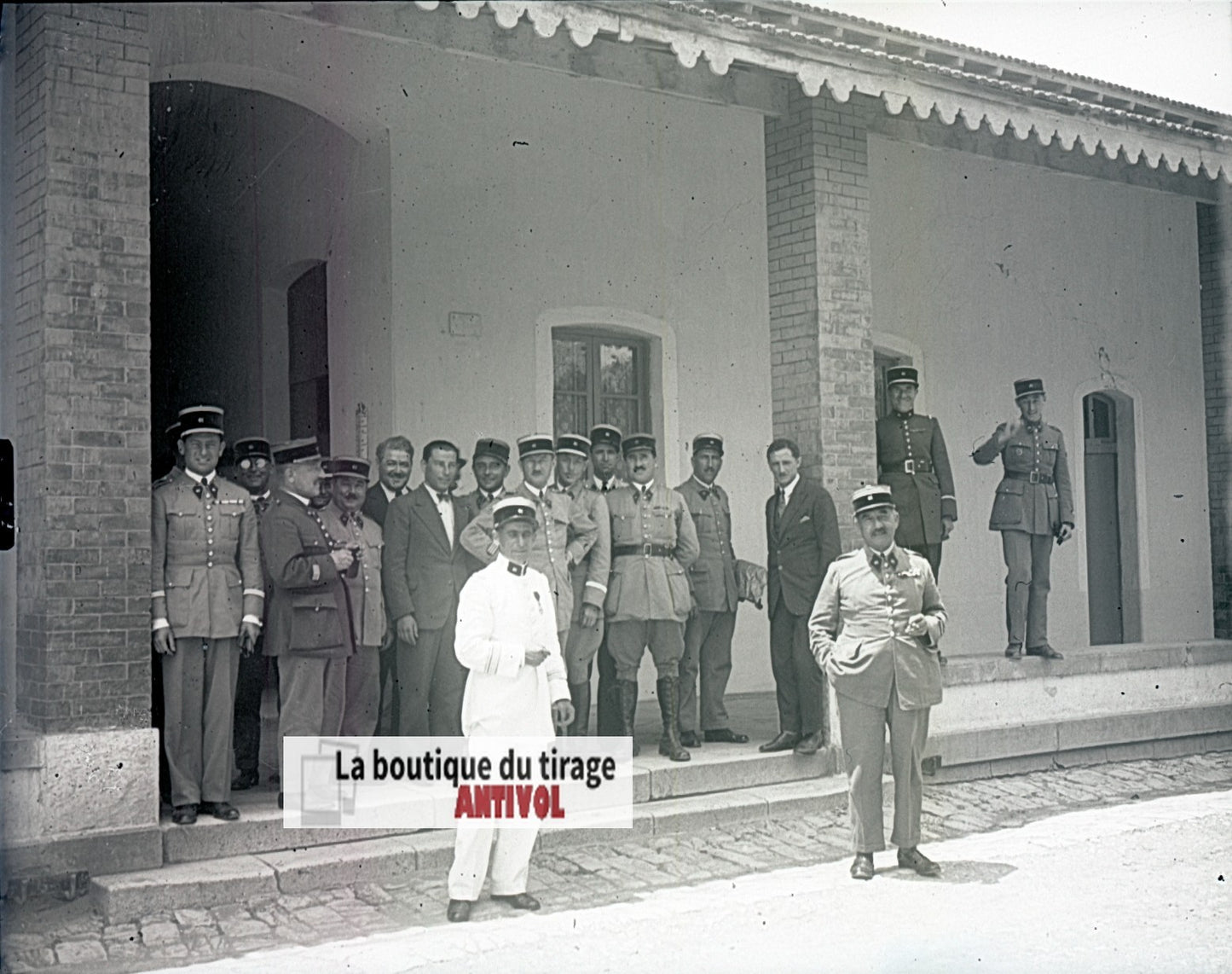 Algérie, officiers coloniaux, plaque verre, photo stéréo, négatif N&B 6x13 cm