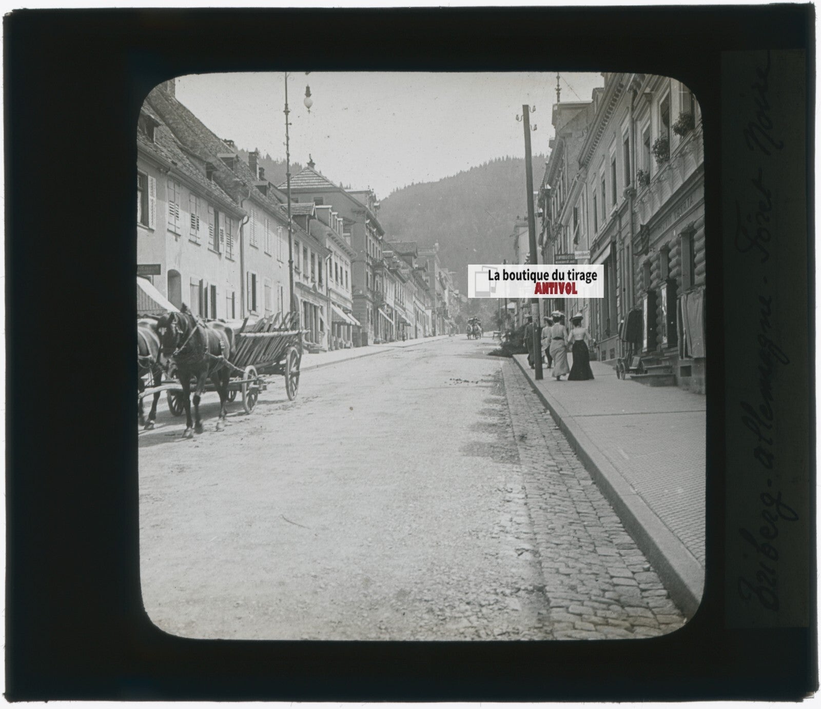 Triberg, Allemagne, photo plaque verre, noir & blanc, positif 8,5x10 cm