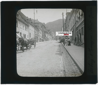 Triberg, Allemagne, photo plaque verre, noir & blanc, positif 8,5x10 cm