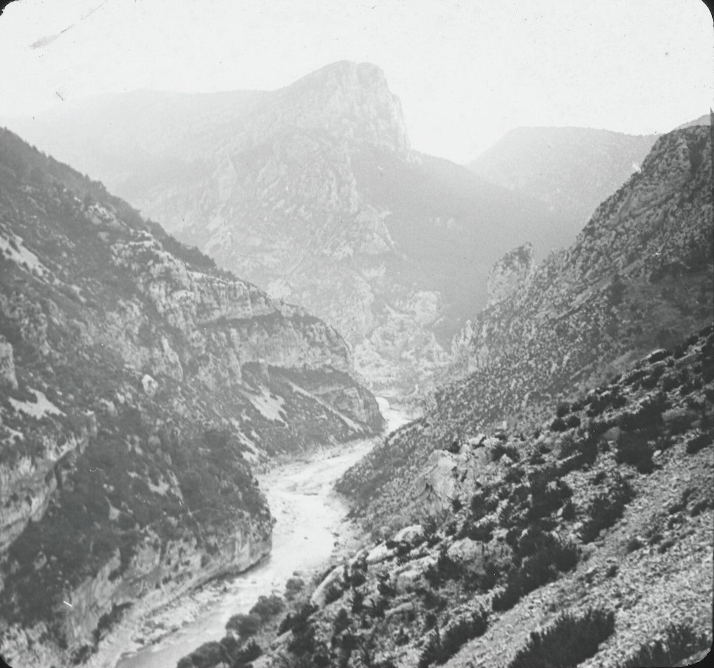 Gorges du Verdon, Rougon, photo ancienne plaque de verre, positif 8,5x10 cm