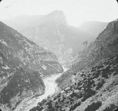 Gorges du Verdon, Rougon, photo ancienne plaque de verre, positif 8,5x10 cm