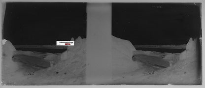 Mer, Océan, Plaque verre photo stéréoscopique, négatif noir & blanc 4,5x10,7 cm