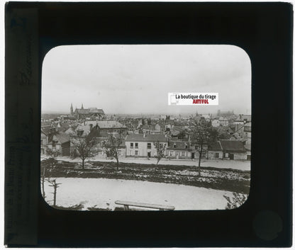 Reims, Marne, France, photo plaque verre, noir & blanc, positif 8,5x10 cm