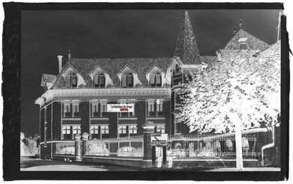 Plaque verre photo ancienne, négatif noir & blanc 9x14 cm Neufchâteau, collège