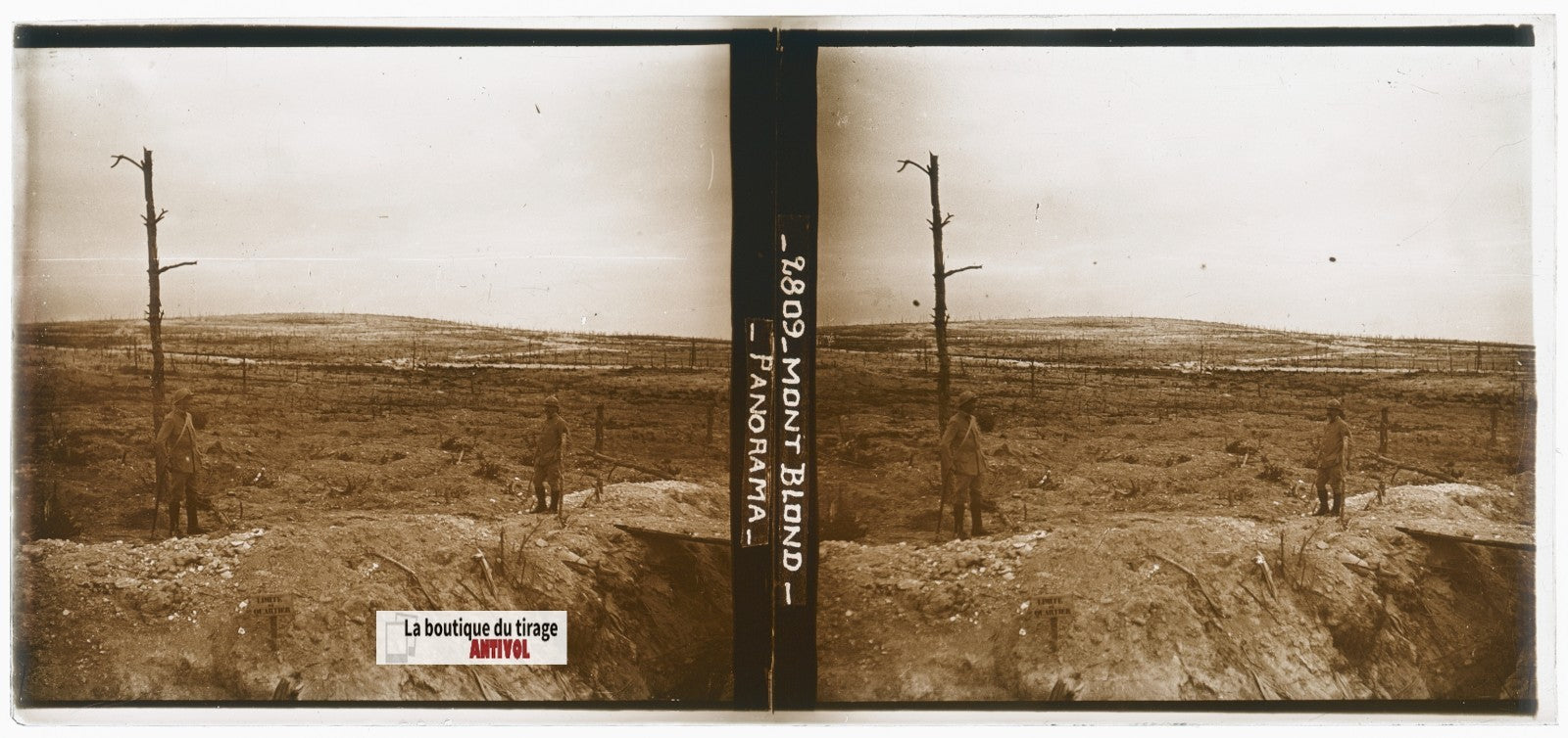 Mont Blond, soldats WW1 guerre, plaque verre, photo ancienne stéréo 6x13 cm