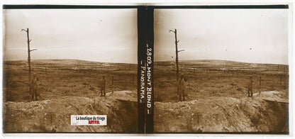 Mont Blond, soldats WW1 guerre, plaque verre, photo ancienne stéréo 6x13 cm