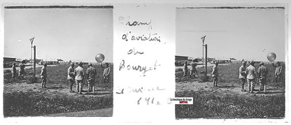 Le Bourget, soldat, Plaque verre stéréo, positif ancien noir & blanc 4,5x10,7 cm