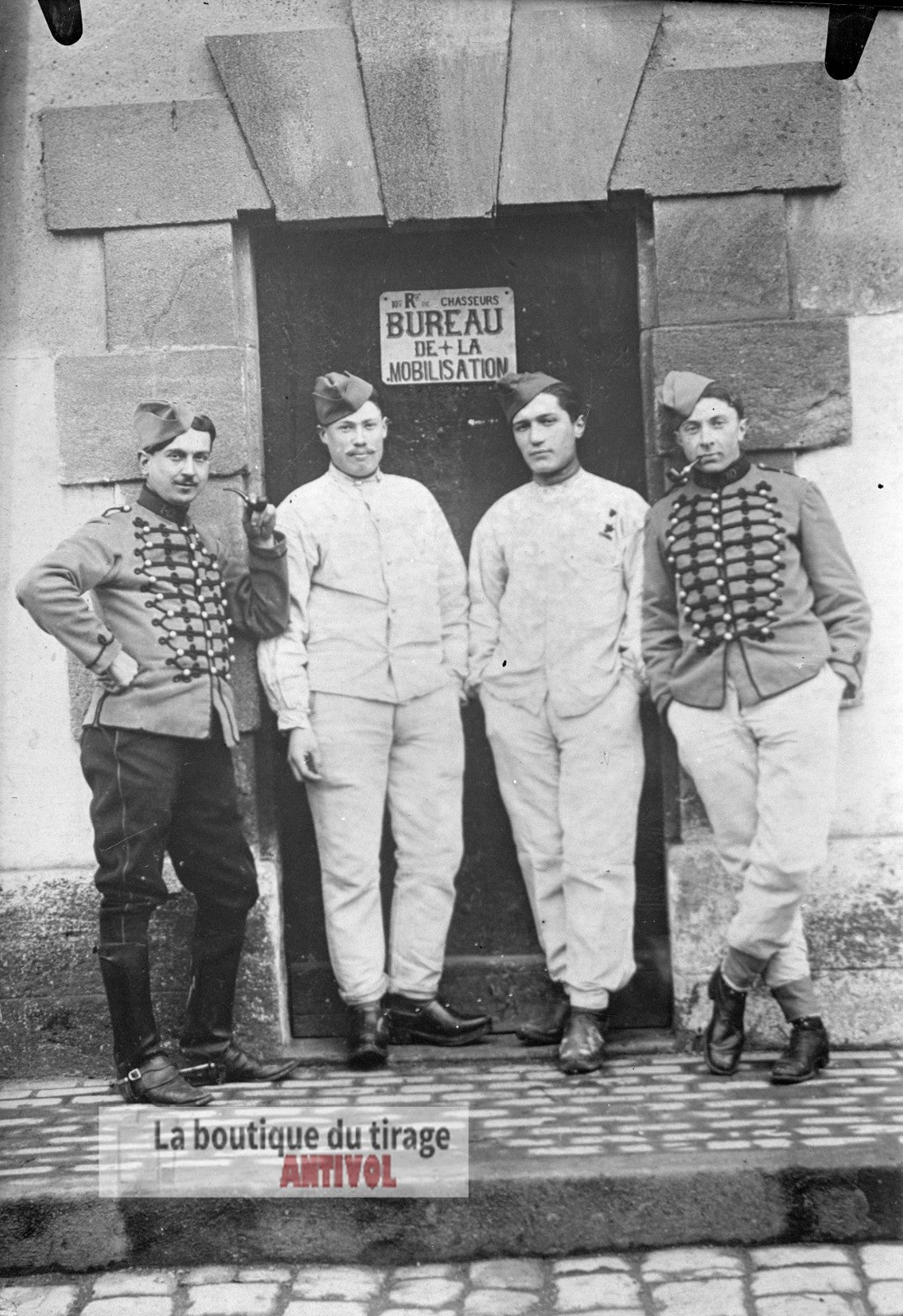 10ᵉ régiment de chasseurs, plaque verre, photo ancienne, négatif 9x12 cm