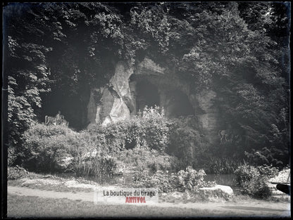 Grotte d’Apollon, Versailles, plaque verre, photo ancienne, négatif 9x12 cm